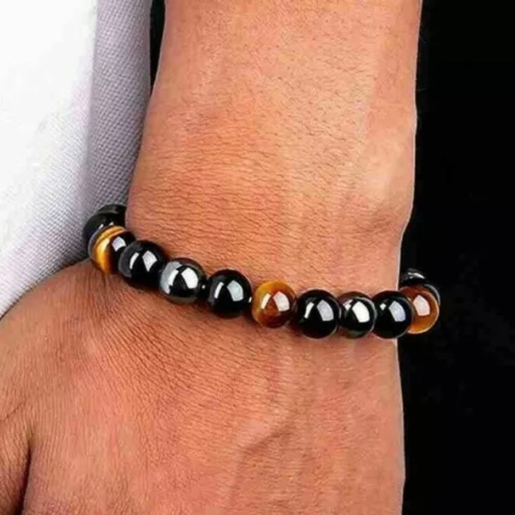 Tiger’s Eye, Hematite, Obsidian Stretch Bracelet - Picture 4 of 4